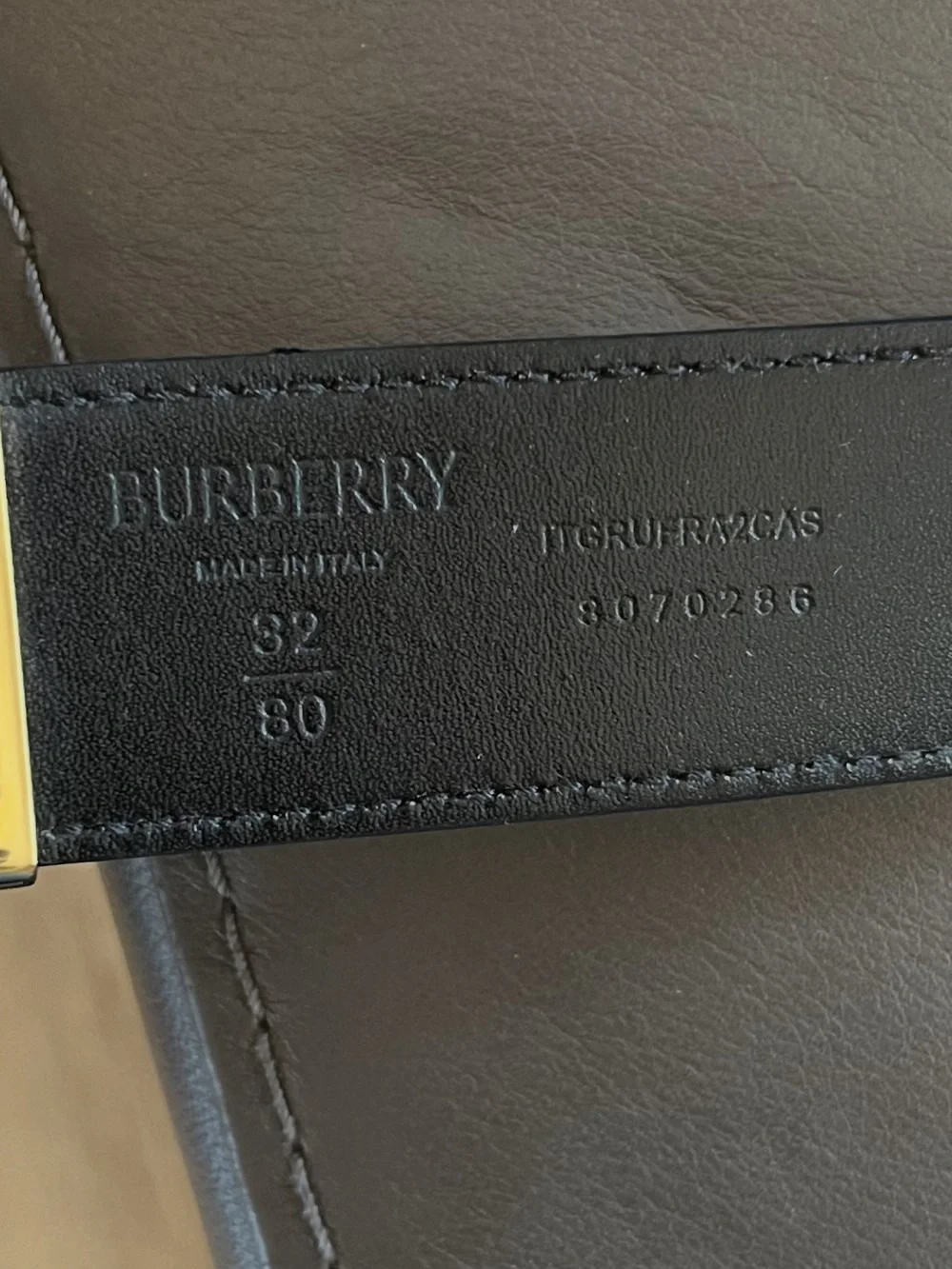 Burberry Beige Plaid Belt with Reversible Buckle